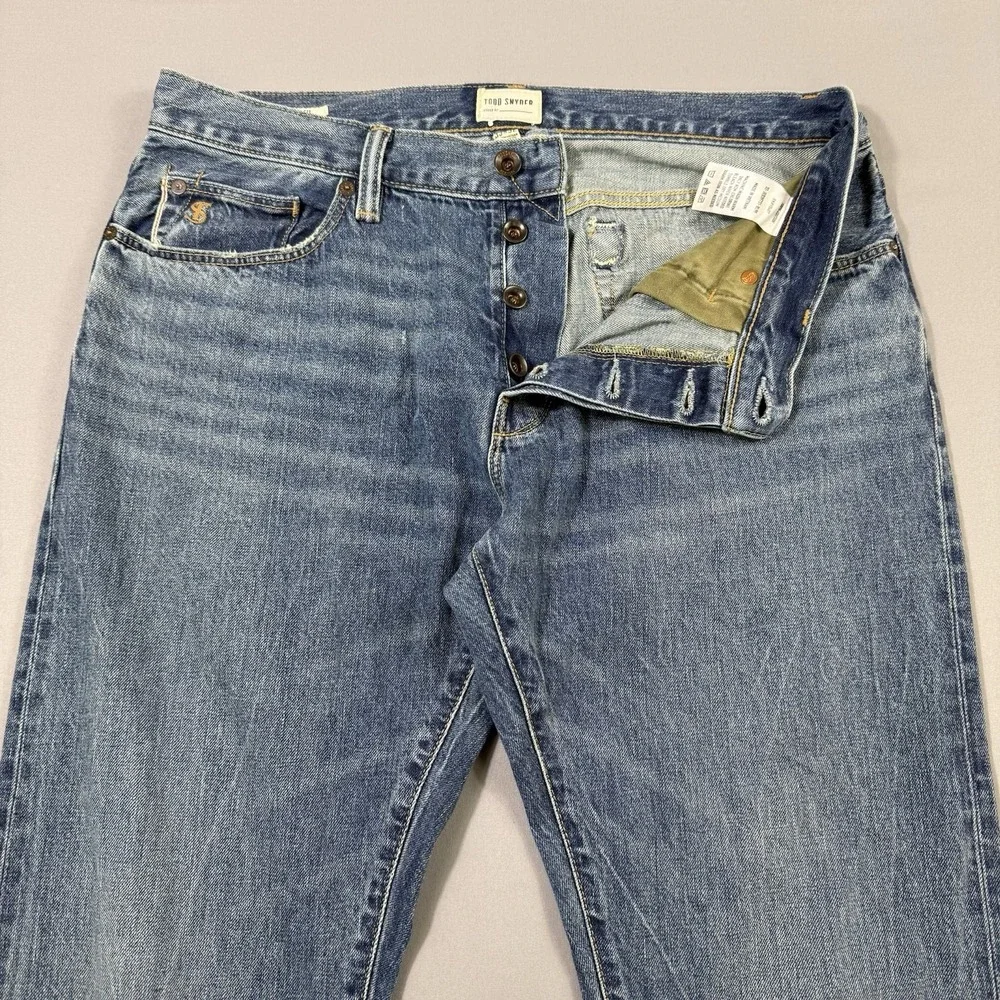 Todd Snyder Selvedge Jeans Mens 33x32 Slim Fit Light Wash Button Fly 12.5 Oz EUC
